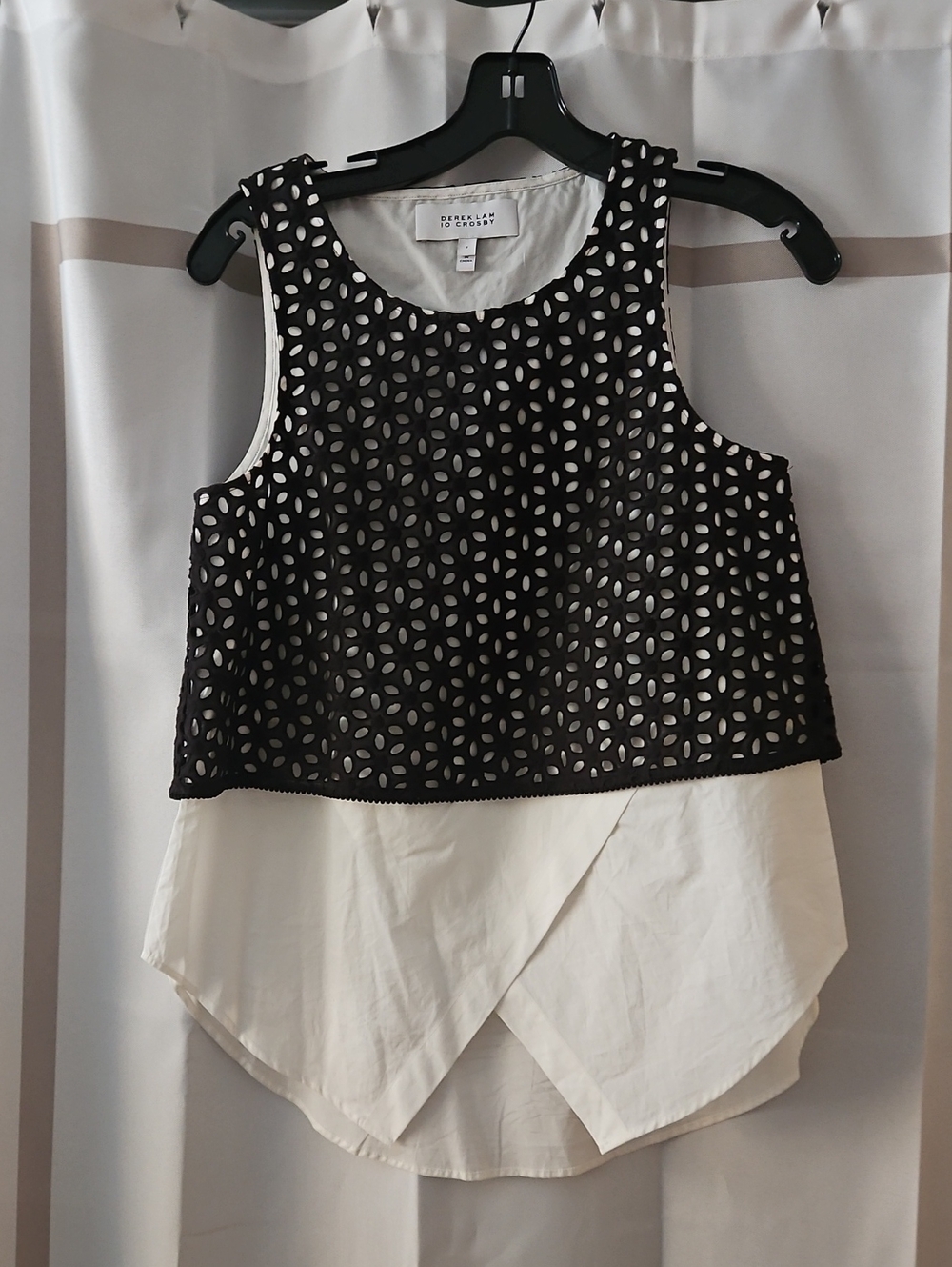 Derek Lam Black Cutout Overlay on Cream Shell